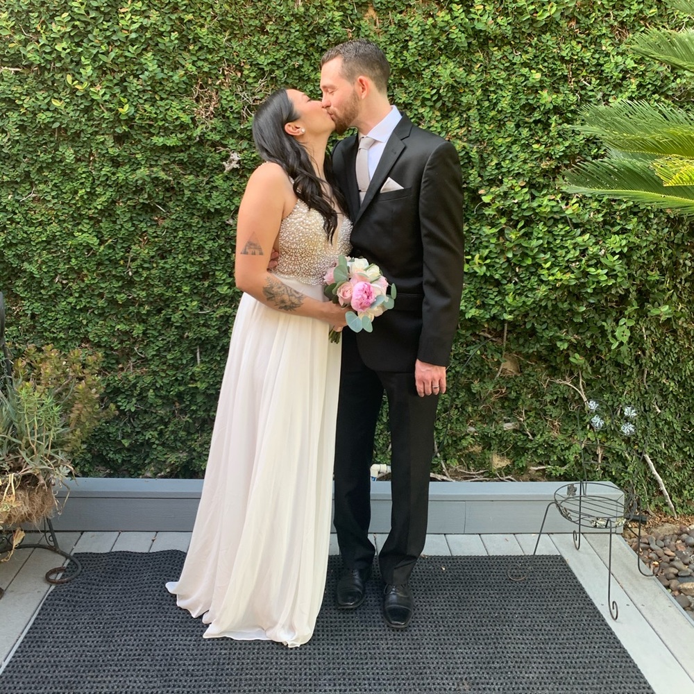 Lulu’s True Love Beaded Rhinestone Maxi Dress
